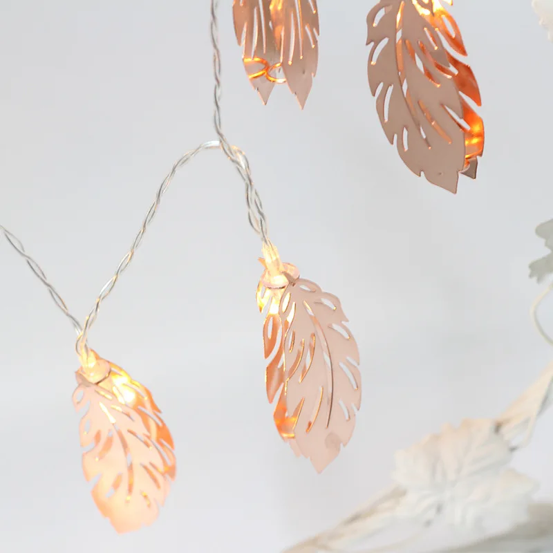 

1.5m 3m 5m Led String Leaf Feather Garland Light with AA Battery Operated for Wedding Event and Bedroom Home Decoration Lamp