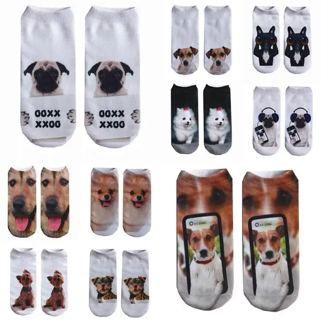 Носки по щиколотку с 3D принтом милой собаки милые эластичные короткие носки для