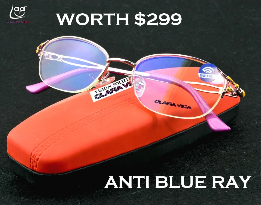 Женские очки для чтения с классическим украшением защитой от синего света + 1 0 5 2 3