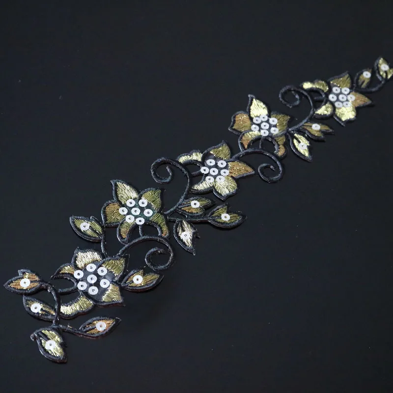 1pc flower embroidery patches for clothing Embroidered sequin patch clothes Sewing large applique parches | Дом и сад
