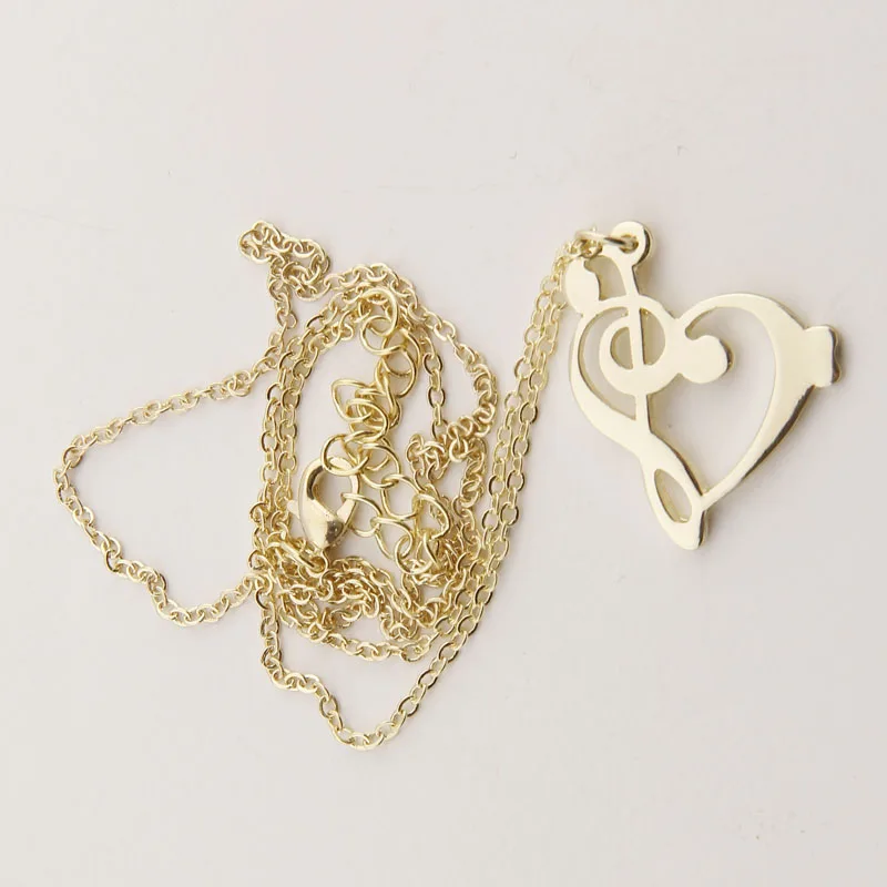 New Music Note Necklace Bass Clef Treble Piano Student Gift Choir Necklaces &amp Pendants Gold Choker Women | Украшения и
