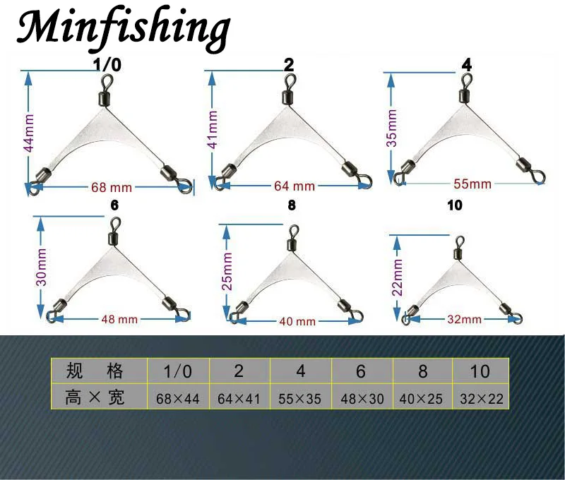 Minfishing 10 PCS American Fishing Rolling Swivel 3 way Stainless Steel Connector swivels fishing tackle | Спорт и развлечения