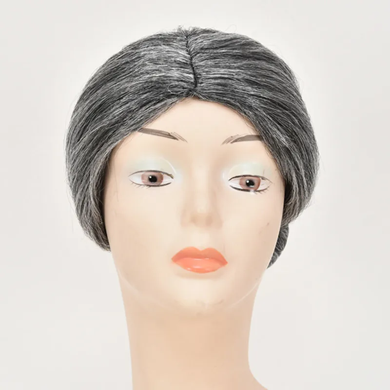 Bun Hair серый грандиозный мать бабушка маскарадный головной убор пелука костюмы на Хэллоуин Пурим карнавальное платье для маскарада, вечеринки