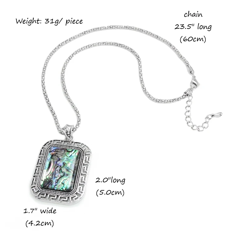 Длинное ожерелье с подвеской в виде ракушки стиле ретро Большая квадратная