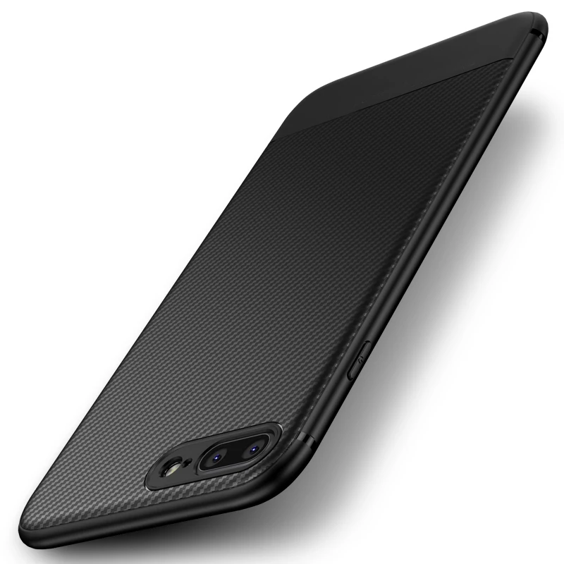 Carbon Fiber Case for iphone X 7 8 plus thin Slim Back Luxury 6S 6 Silicon Soft Black Cover |