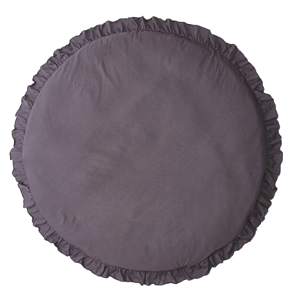 Однотонный ползающий круглый коврик с оборками детский для сна игр на полу