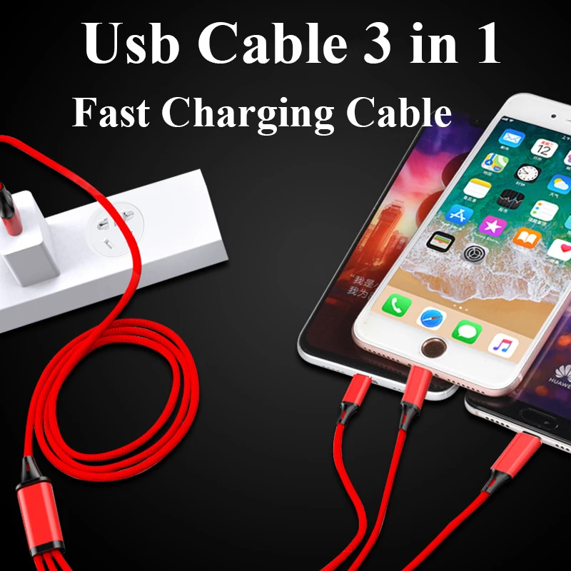 Suntaiho 3in1 Usb C кабель для Xiaomi играть redmi note 7 samsung S9 Micro USB iPhone XR XS max быстрой зарядки 3A