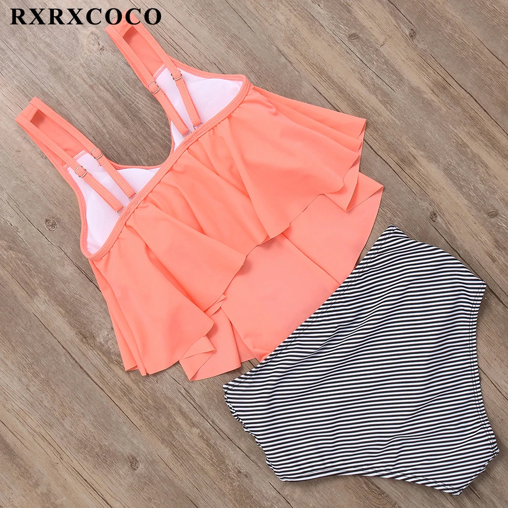 RXRXCOCO,, сексуальное бикини,, Mujer, купальник с оборками, женский, пуш-ап, высокая талия, бикини, набор, Bnadage, бикини, Одноцветный Купальник для женщин