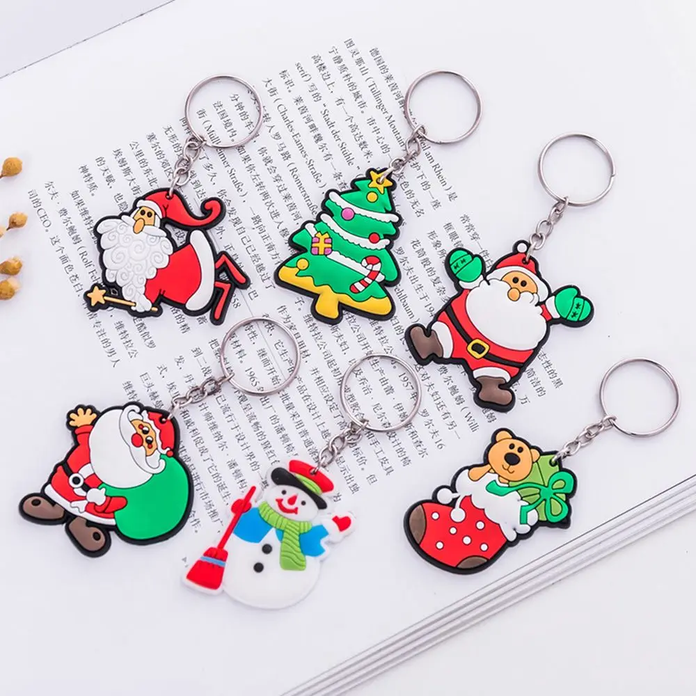 

Keychain & Keyring Christmas PVC Santa Snowman Reindeer House Jingle Bell Tree Wreath Stocking Snowflake Enamel Jewelry Gifts