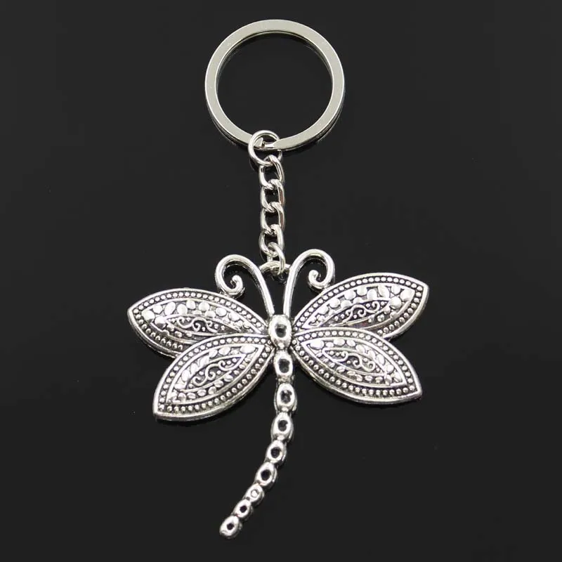 Брелок для ключей со стрекозой 60x58 мм, металлическая цепочка серебристого цвета, мужской автомобильный подарок, сувениры, Прямая поставка Брелок для ключей со стрекозой 60x58 мм, металлическая цепочка серебристого цвета, мужской автомобильный подарок, сувениры, Прямая поставка