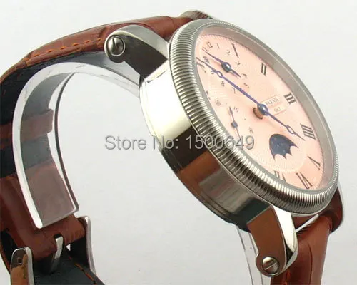 Женские Механические часы Parnis розовый чехол из нержавеющей стали с циферблатом