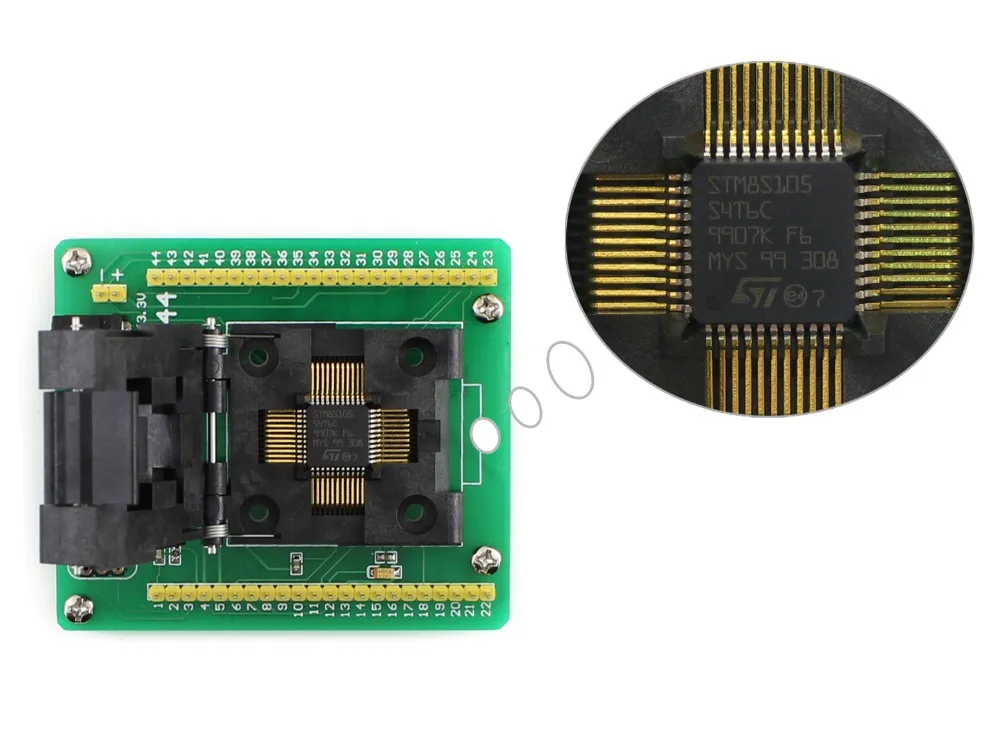 

Free shipping STM8 QFP44 STM8 Programming Adapter IC Test Socket for LQFP44 Package 0.8mm Pitch with SWIM Port = STM8-QFP44