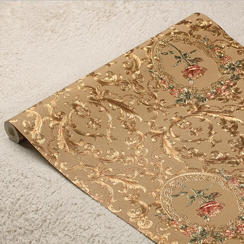 Новая роскошная Европейская Золотая Цветочная настенная бумага роскошный фон с