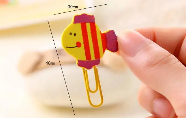 

10-Pack , Wooden Cartoon Animal Bookmark Clips , Colorful Kids Clips as Memo Clips