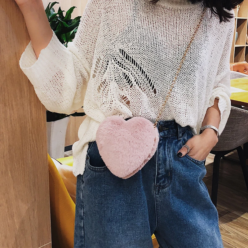 2019 модная женская дизайнерская сумка качественная плюшевая с сердцем вечерняя