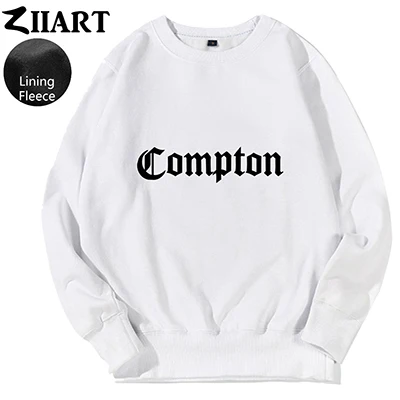 WHITE Compton Готический шрифт хип-хоп рэп Пара Одежда женщина подросток девушка флисовый пуловер Кофты ZIIART - Цвет: WHITE