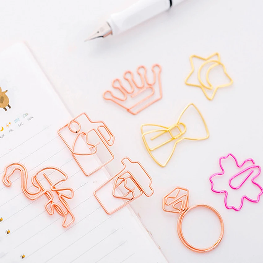 5 шт./лот Kawaii розовые золотые бумажные зажимы закладки металлические скрепки для