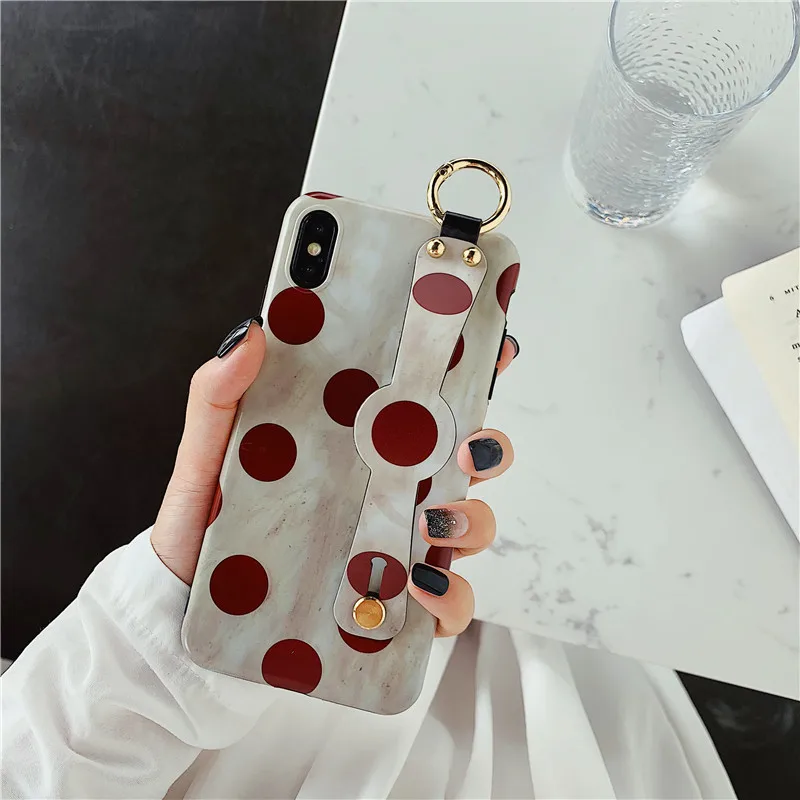 Винно-красный чехол в горошек для телефона iPhone 6 6s Plus XS Max Wave Point мягкий IMD XR X 8 7