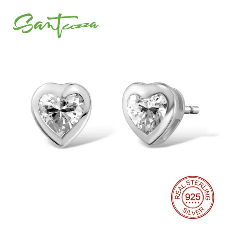 Серебряные серьги для женщин маленькие белые гвоздики с кубическим цирконием