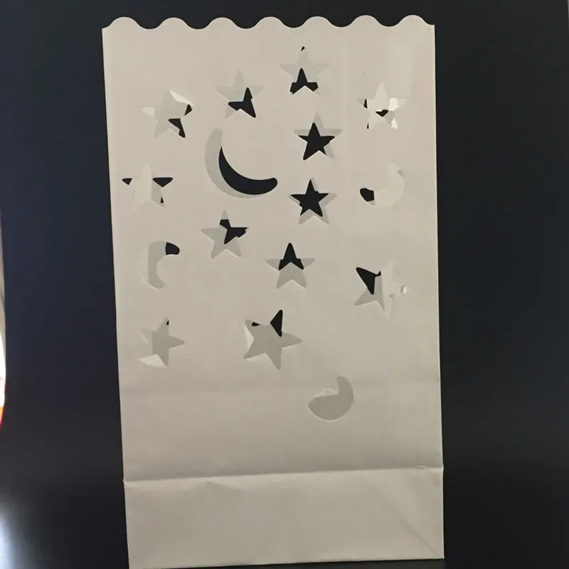 20 штук светильник держатель Luminaria Бумага Фонари пакет для свечки для вечерние дома на открытом воздухе Свадебные украшения праздников и вечерние поставки - Цвет: Moon and star