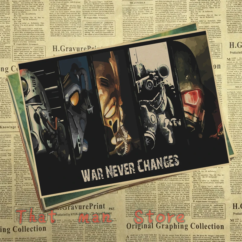 Fallout 3 4 игровой Плакат Украшение для домашнего интерьера крафт-игра плакат рисунок core наклейки на стену 42*30 см - Цвет: Зеленый