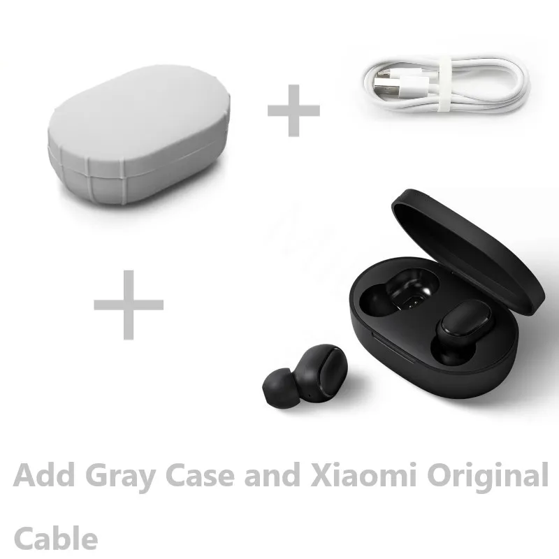 Xiaomi Redmi AirDots True Беспроводные bluetooth 5,0 наушники DSP активная шумоподавление гарнитура с микрофоном наушники - Цвет: Gray Add Cable Set2