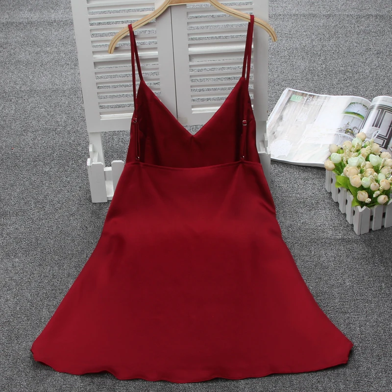 Ночная рубашка женская шелковая атласная пикантная Элегантная сорочка с