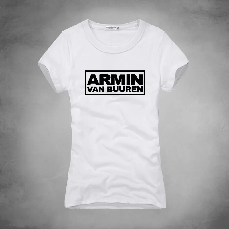 Бренд Armin Van buuren с принтом Новинка 100% хлопок Для женщин рубашка короткий рукав