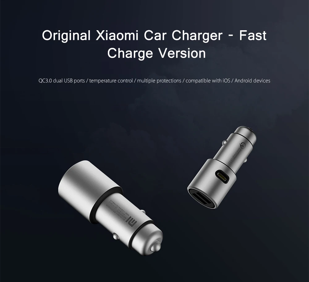 Xiaomi металлический двойной USB Смарт центрального зарядки Температура быстро Зарядное устройство MAX 36 Вт DC 5 В/12 В/24 В 2/3A в случае если у вас возникают какие-либо сложности светодиодный автомобиль Зарядное устройство