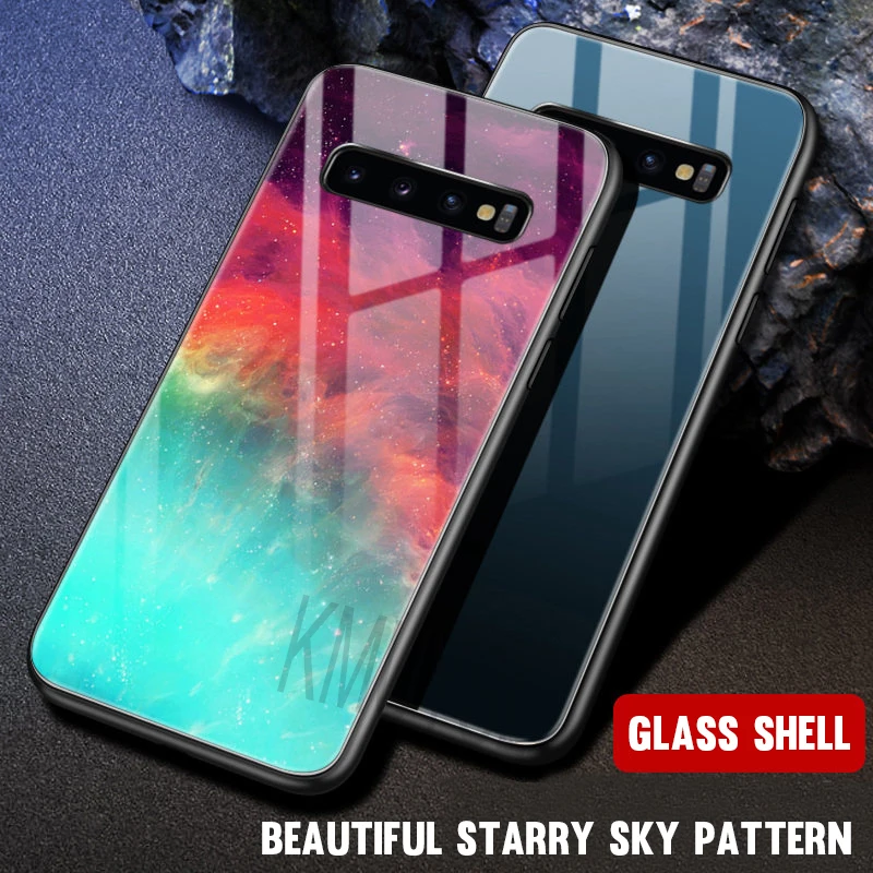 Роскошные Стекло чехол для samsung Galaxy S10 S9 S8 плюс S10E A6 A7 A8 A9 ТПУ+ Стекло задняя крышка для M10 M20 A10 A30 A40 A50 A70
