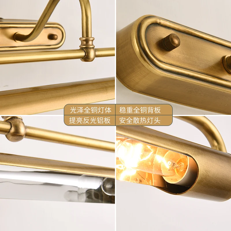 Полностью медный светодиодный зеркальный налобный фонарь настенный светильник