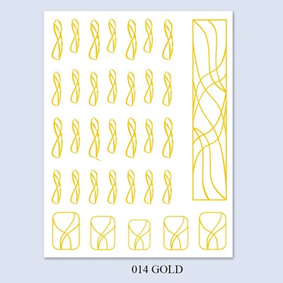 14gold 3D Nail Art Sticker Gold Silver Circle Nail Stickers Hollow Geometry Line Adhesive Slider Sticker Star Moon Decals Z0158 - Цвет: 14gold