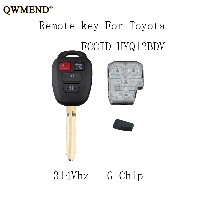 QWMEND 4BT 314 МГц Автомобильный Брелок дистанционного управления с ключом для Toyota Camry