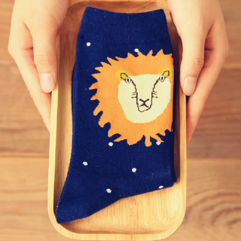 Модные корейские Оригинальные носки с большим львом для женщин и мужчин