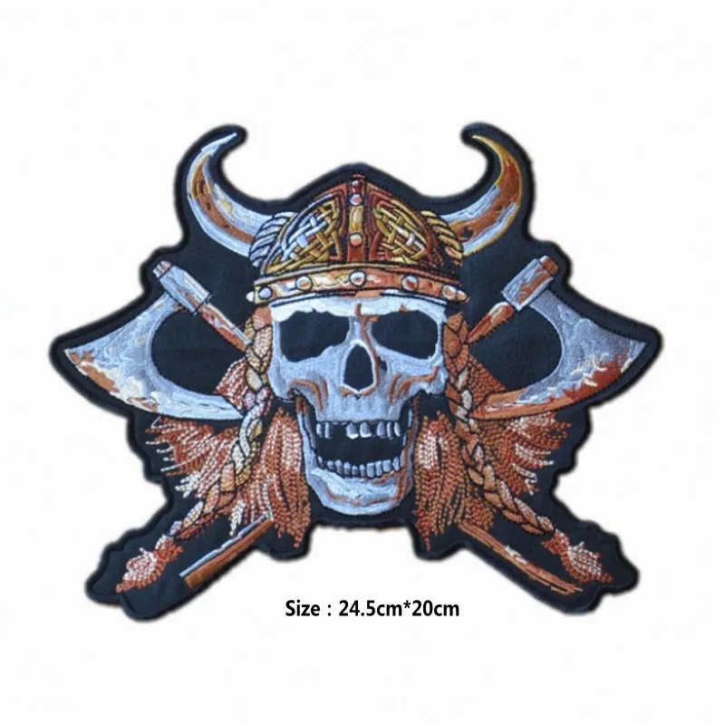 

SKULL Motorcycle Embroidered Iron On Patches DIY Applique Biker Patches For Clothing