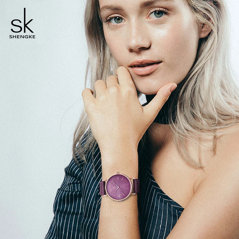 Shengke женские часы синий модный кожаный ремешок женские кварцевые часы Relogio Feminino SK женские подарки на день K8065