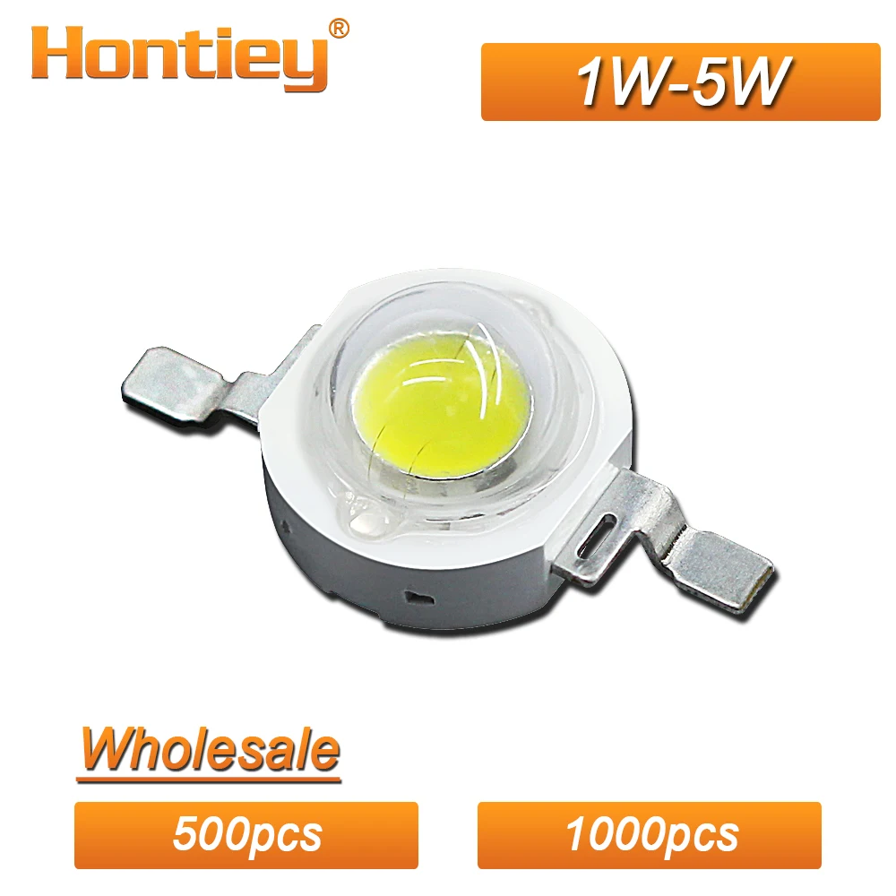 Hontiey,, 500 шт., 1000 шт., высокая мощность, светодиодный, 1 Вт, 3 Вт, 5 Вт, белый, синий, зеленый, желтый, красный, светильник для роста, лампы полного спектра