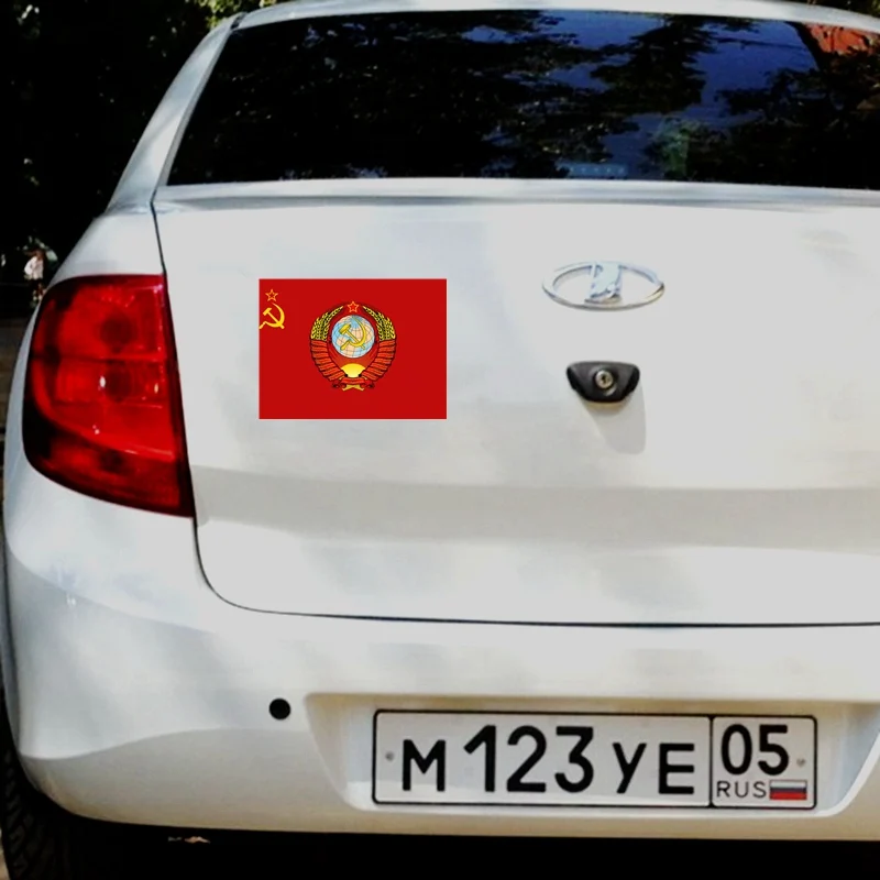 Tri Mishki WCS746 #13x17 см Флаг СССР герб Серп и молот автомобилей стикеры цветные наклейки