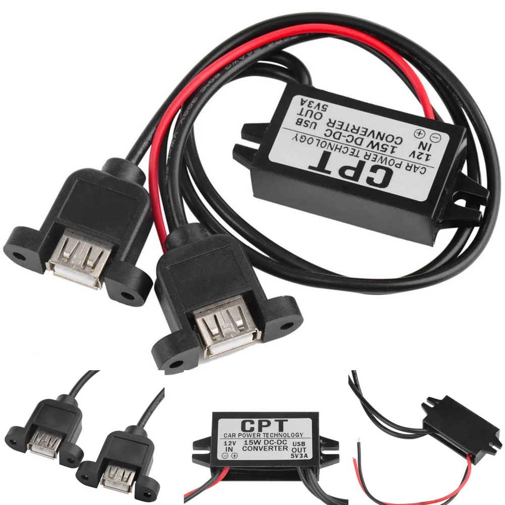 Автомобильное зарядное устройство DC преобразователь модуль 12 В до 5 3A 15 Вт USB 2 0