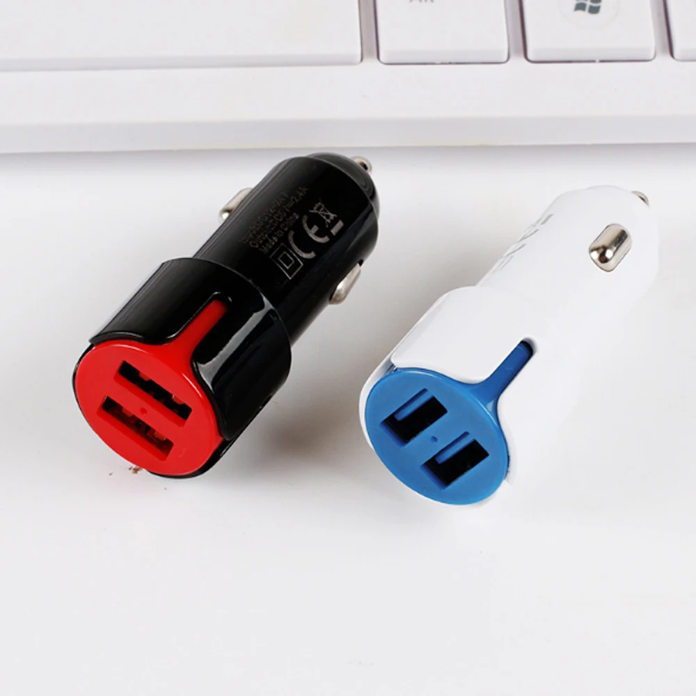 

10 шт./партия, автомобильное зарядное устройство с двумя USB-портами