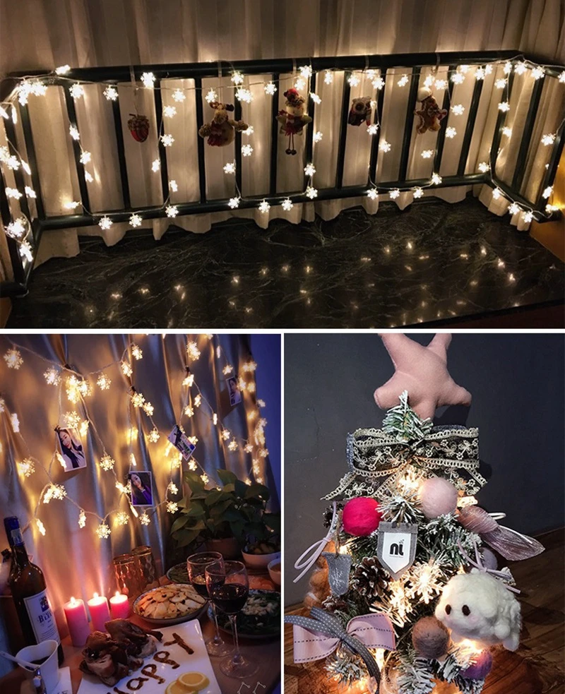 3M 20 Led 6M 40 Snowflake Light String Christmas Decoration For Home Holiday Wedding Decor Party Supplies | Дом и сад