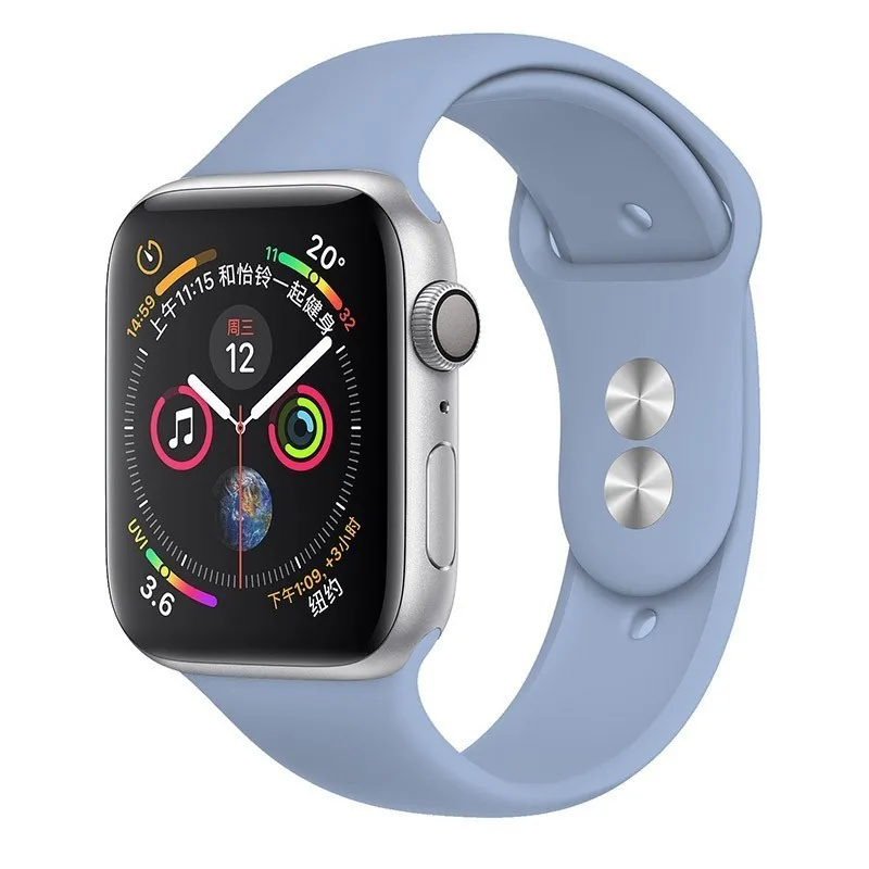 33 Cyan blue Силиконовый ремешок для Apple Watch 42 мм 4 3 iwatch 38 мм 44 мм 40 мм pulseira correa браслет умные часы аксессуары петля - Цвет ремешка: 33 Cyan blue