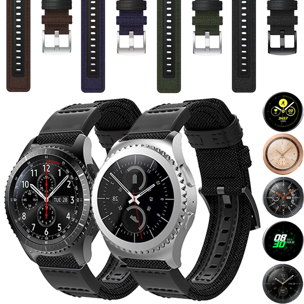Ремешок тканый нейлоновый для Samsung Gear S3 S2 Sport Galaxy Watch 46 мм 42 сменный Браслет