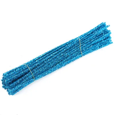 light blue 100 шт блестящие стебли синели, очистители труб, плюшевые стебли мишуры, проводные палочки для детей, развивающие игрушки для рукоделия - Цвет: light blue
