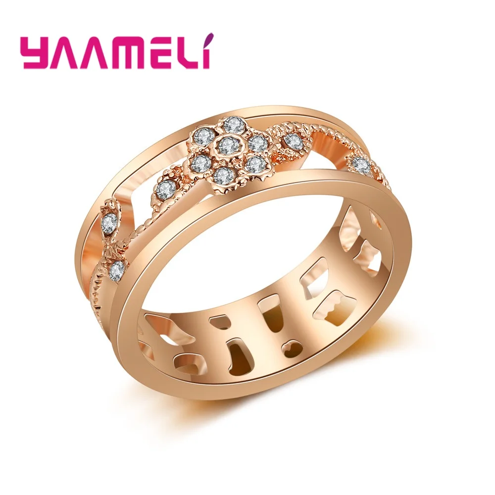 

Cheapest Price Width Rose Gold Finger Rings Hard Austrian Crystal AAA+ Cubic Zirconia Jewelry For Ladies Women Present