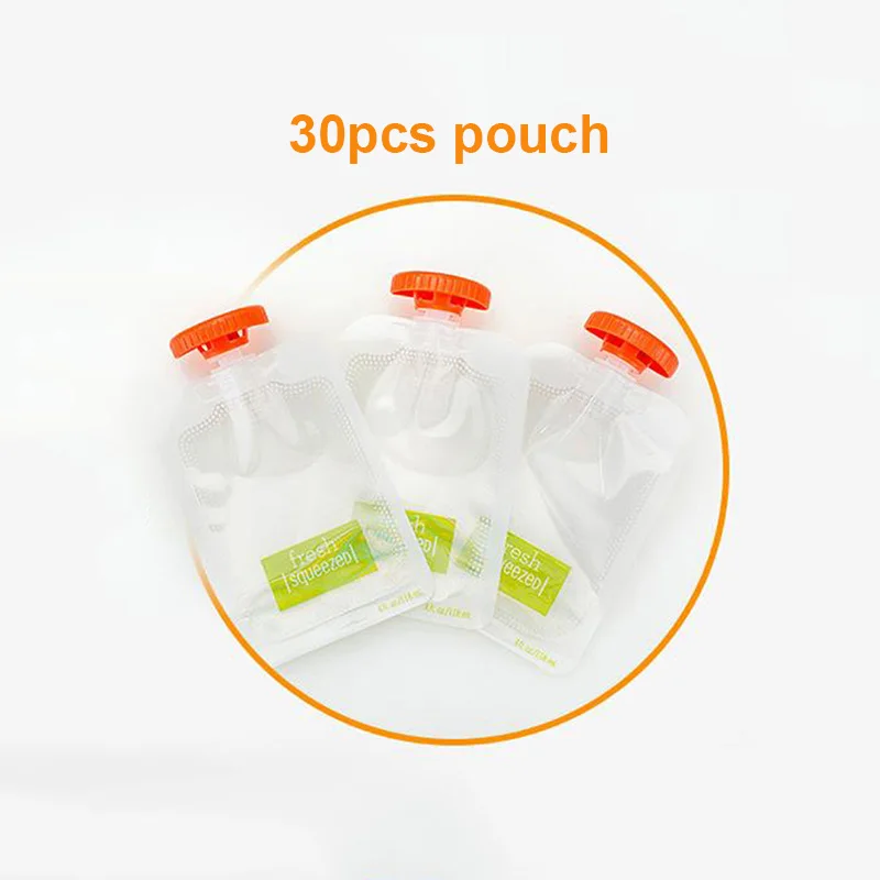 Disposable 30 Pouch Устройство для приготовления детского питания; контейнеры для кормления детей; контейнер для хранения сока для малышей; Устройство для выдавливания пищи с мешками для хранения фруктовых пюре - Цвет: Disposable 30 Pouch