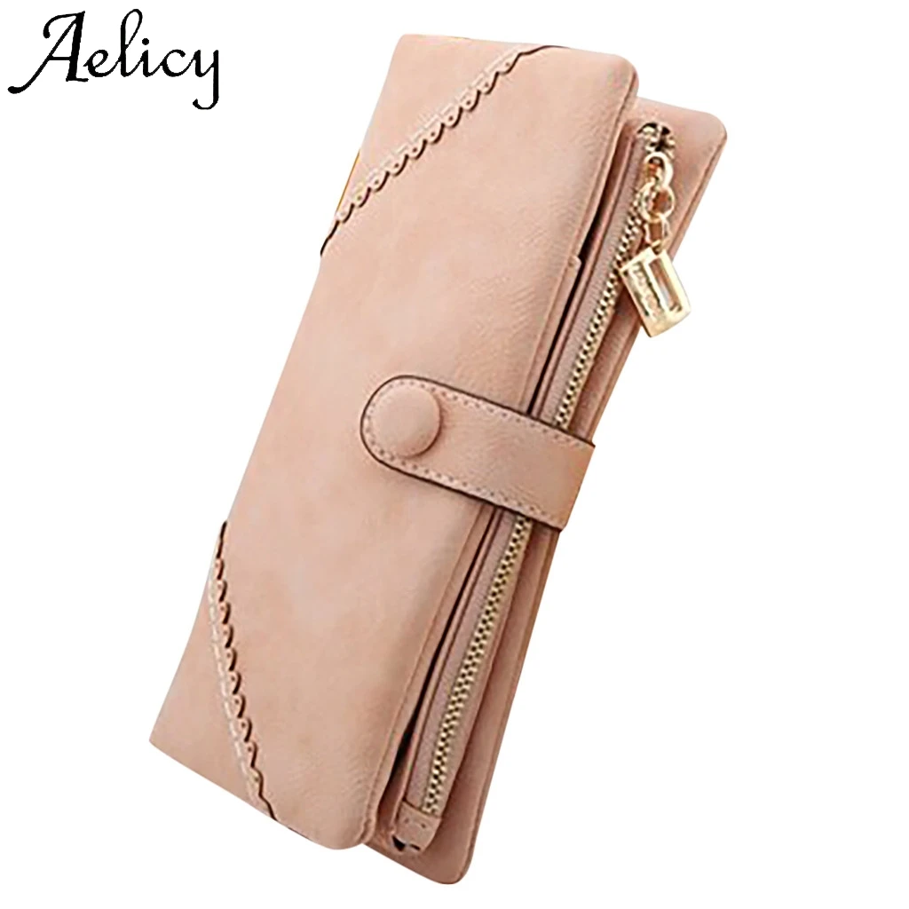 Aelicy женский длинный стильный студенческий кошелек для карт Многофункциональный складной кошелек для монет Высокое Качество Твердая Сумка Простой карман для телефона