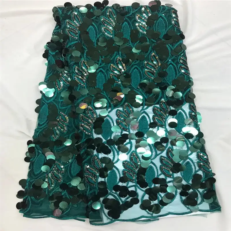 Сиреневая 3D кружевная ткань с бисером и высококачественный блестками