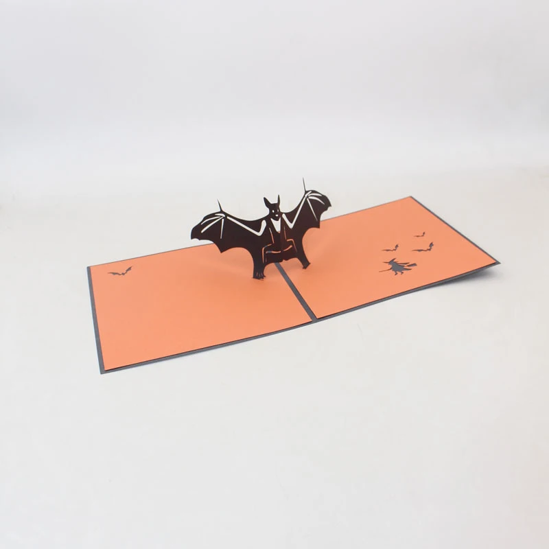 3D лазерная резка ручная работа Хэллоуин летучие мыши и волшебники бумажные