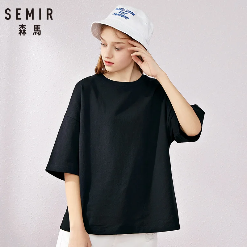 SEMIR Женская футболка из 100% хлопка с рукавом средней длины круглым вырезом принтом